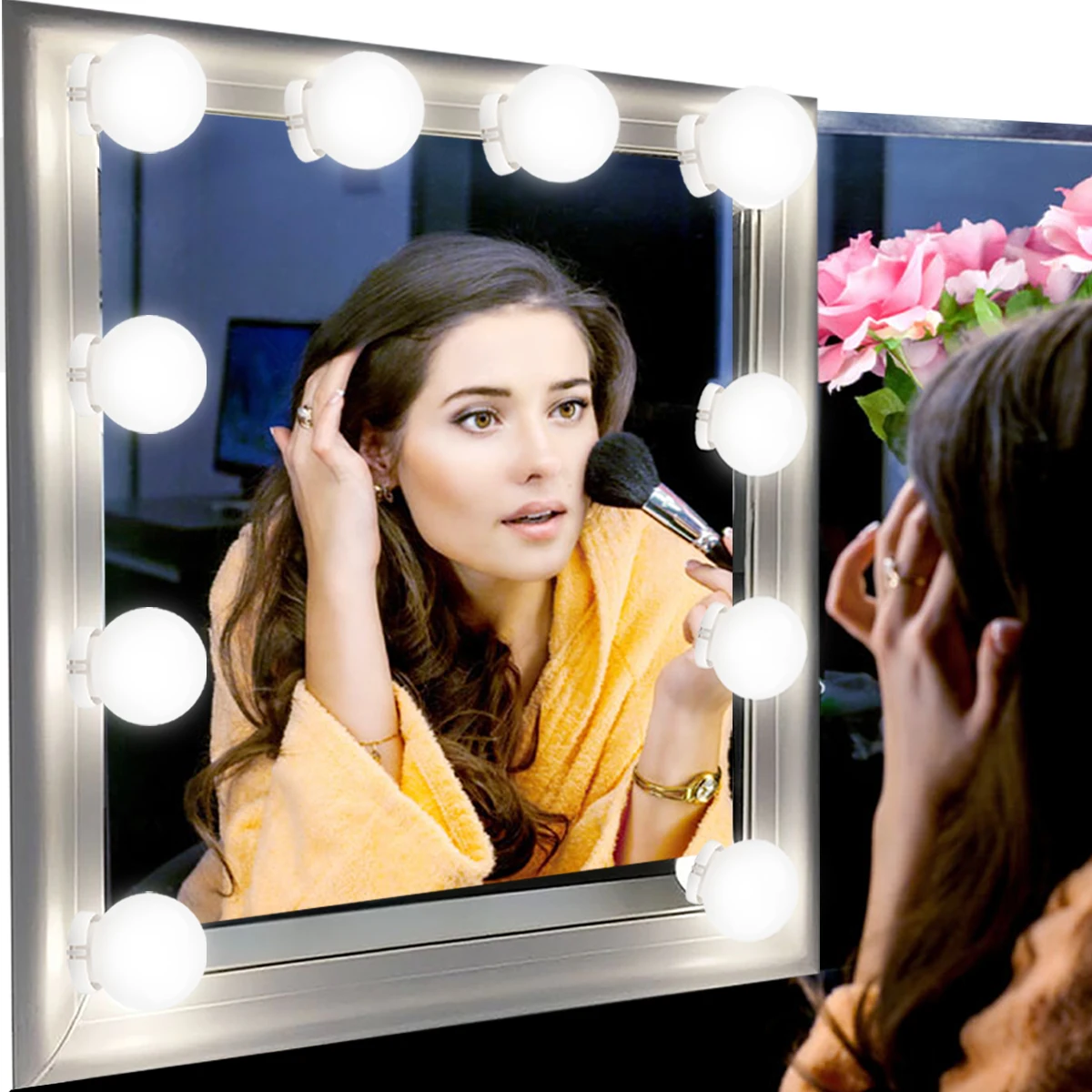 

10 Pcs LED Make Up Mirror Light Bulbs USB Cosmetic Lamp Vanity Lights Bathroom Dressing Table Lighting Dimmable LED Wall Lamp