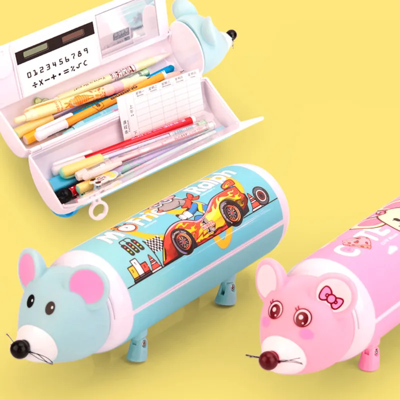 Kawaii чехол карандаш с зыбучим песком двухслойная маленькая ручка для мыши коробка