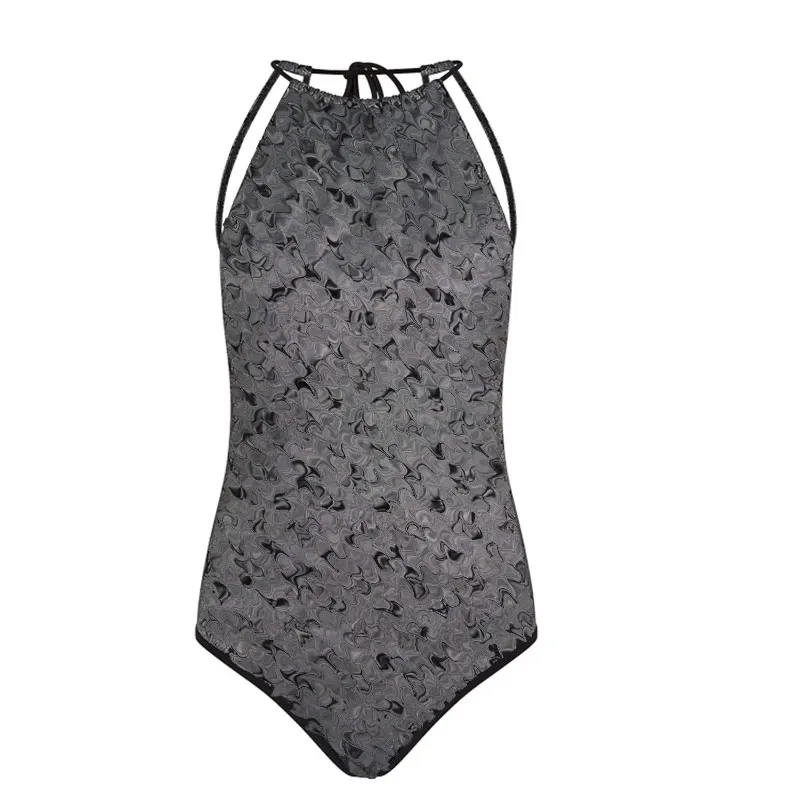 

L6032 Women 2021 Sexy Bikini Swimming Suit Lace Up Printed Padded Push-up One Piece Bikini Swimwear Swimsuit Women Biquini