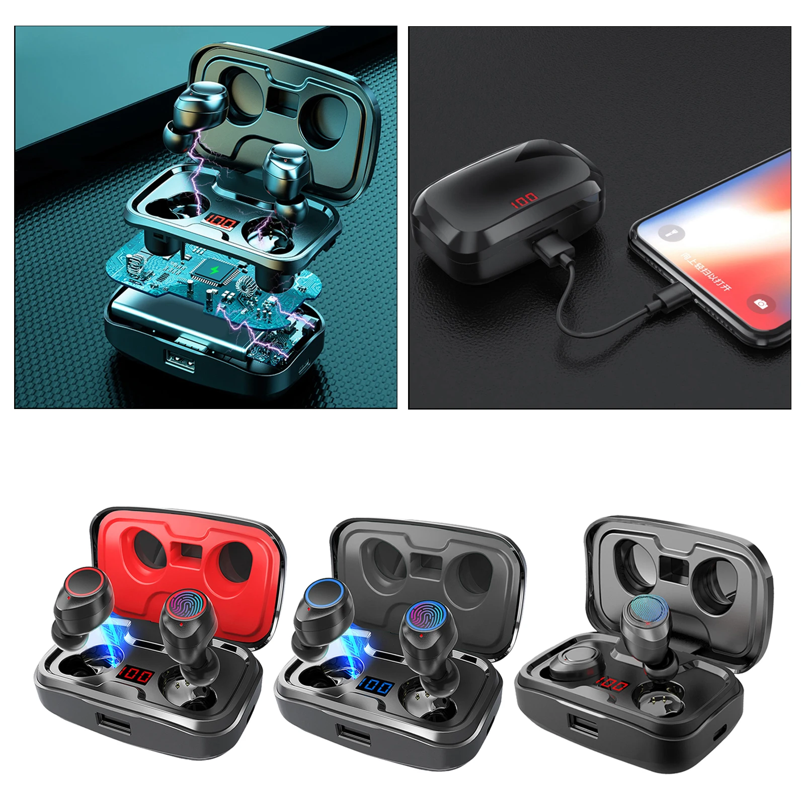 Водонепроницаемые наушники-вкладыши Bluetooth TWS гарнитура наушники 3500mAh с