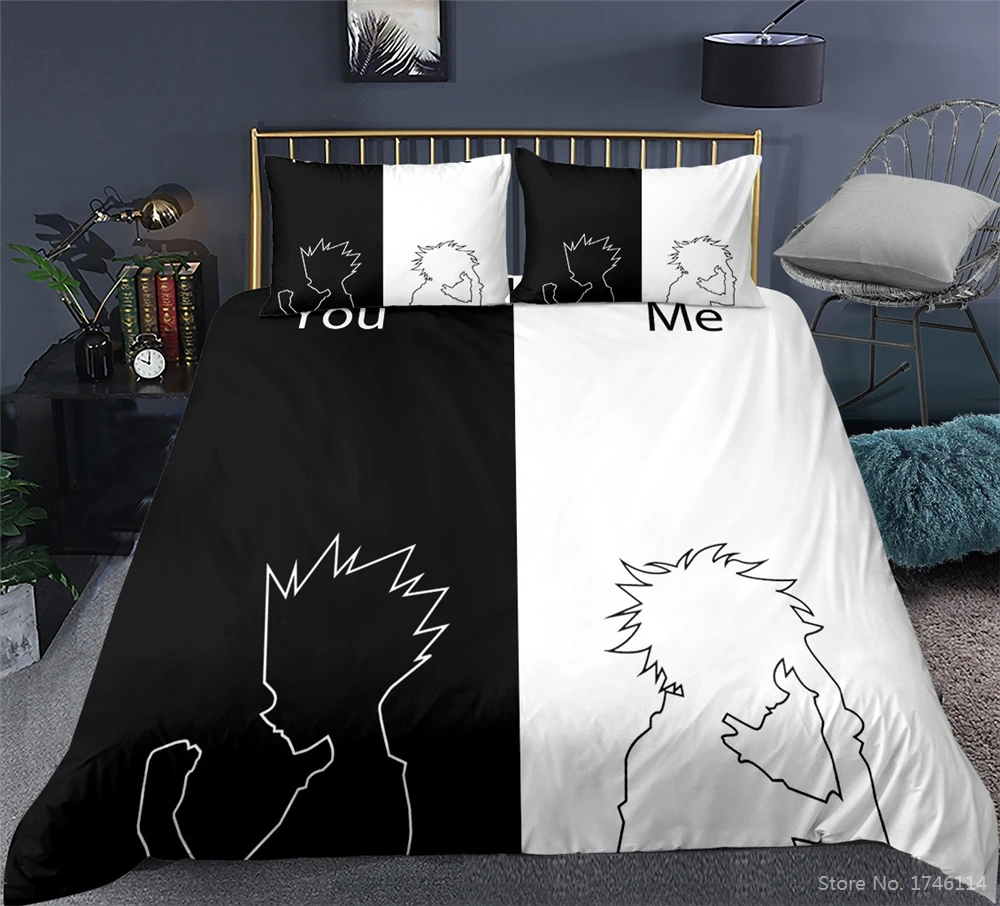 

3D Cartoon Anime Hunter HUNTER Bedding Set 2/3pcs Duvet Cover with Pillowcase Set Bed Linens Home Textile for Kids Adults Gift