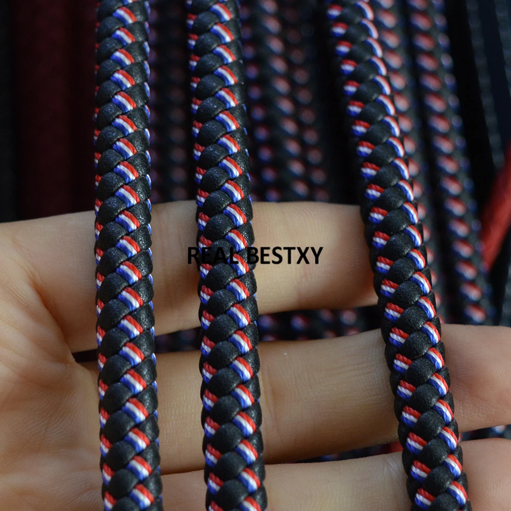 D044 5m/lot approx 8mm black braided leather cords with nylon rope braid strings for bracelets finding diy | Украшения и