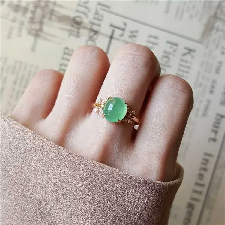

Custom Jade Beauty Inlaid-Jadeite Jade Stone Gem Ring Necklace Pendant 18K Gold Diamond Custom Processing Charge for Workmanship