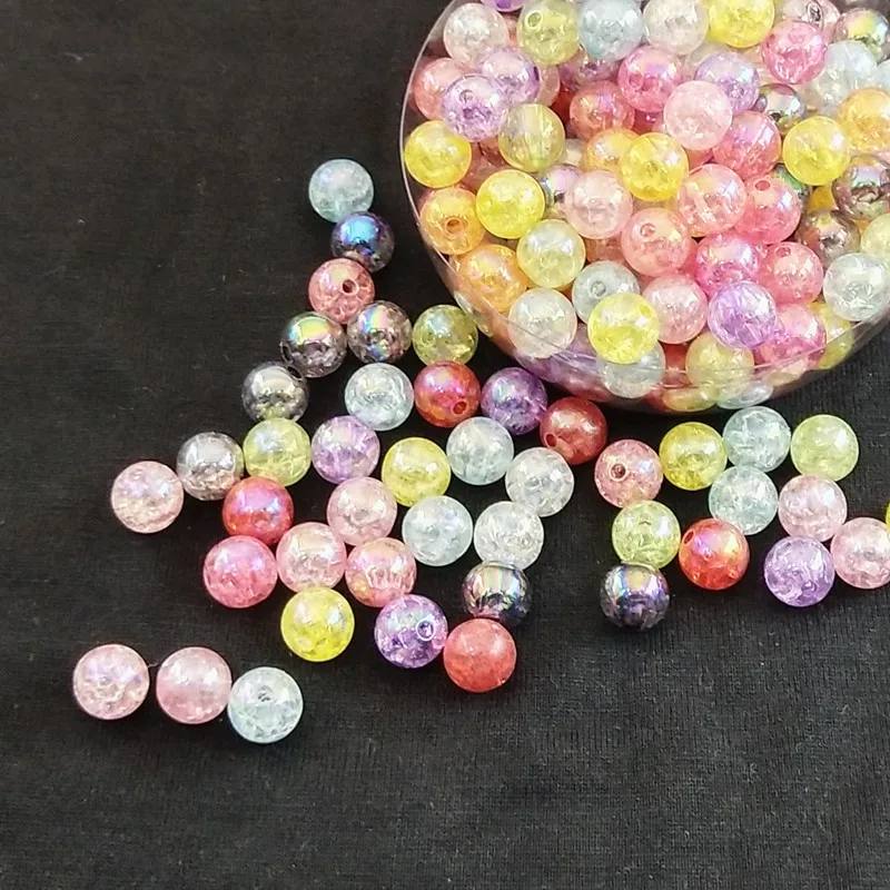 50 шт. 8 мм 10 цветные простые трещины акриловые Круглые шарики с трещинами разбитые
