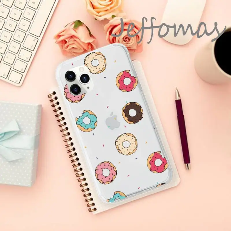 

Food Donut Ice Cream Custom Phone Case Transparent for iPhone 11 12 mini pro XS MAX 8 7 6 6S Plus X 5S SE 2020 XR