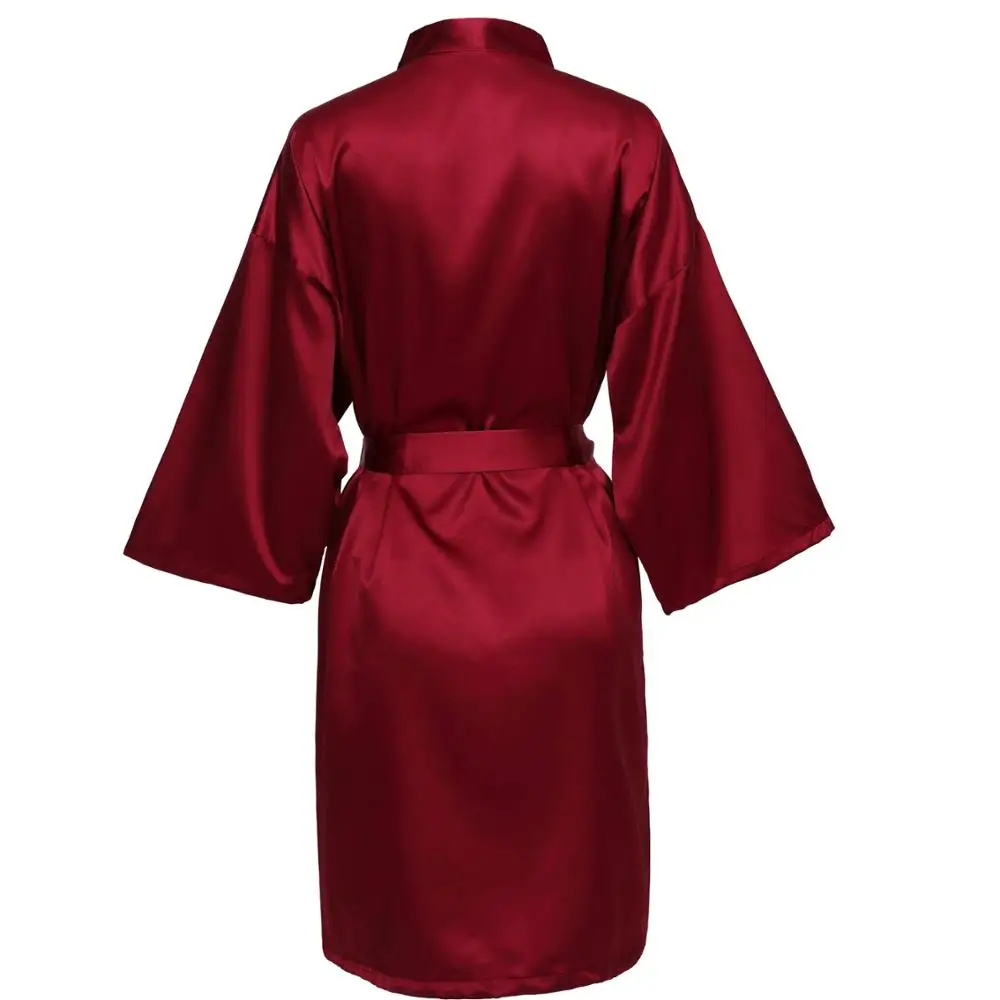 solid burgundy Zaxachilable новая одежда для невесты Халаты свадебный наряд Атласный халат одежда для невесты женский свадебный халат атласный - Цвет: solid burgundy