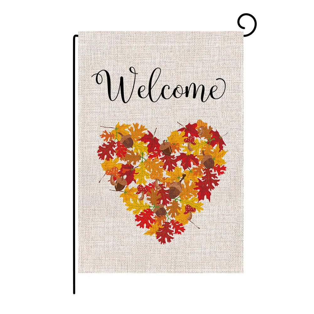 Садовый флаг Осенний урожай Тыква клен узор двойной Печатный для двора сада