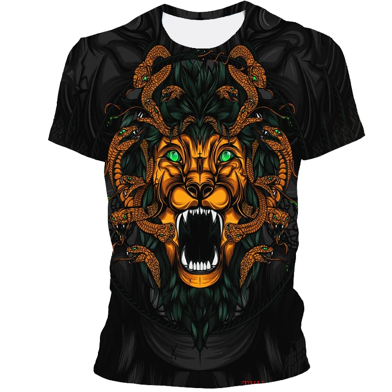 

2021 summer boy animal tiger t-shirt cool 3D printing boy girl streetwear fashion round neck top