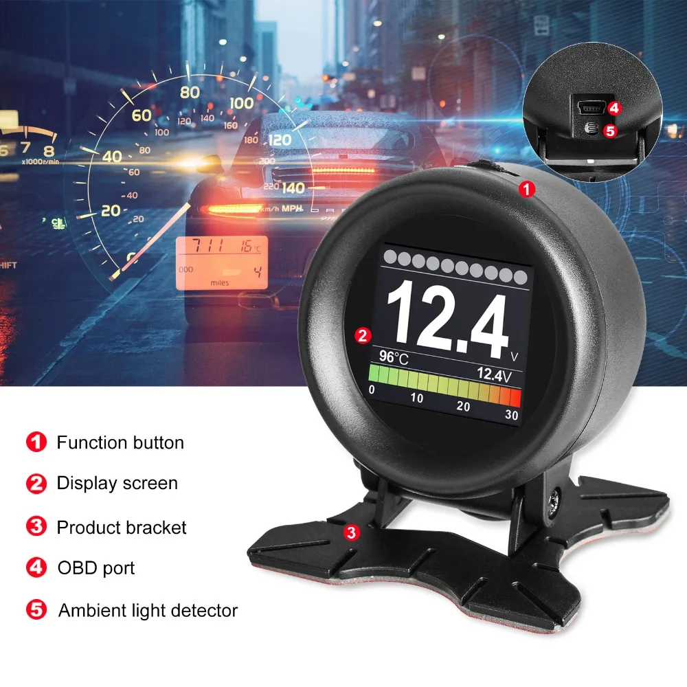 AUTOOL X60 HUD Дисплей автомобиля OBD цифровой измеритель скорости сигнализации температура воды цифровой датчик температуры масла манометр