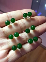 natural russia jasper ear studs jasper bright color emerald green spinach green 14k gold not fade