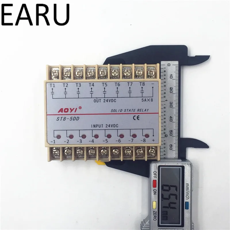 Free Shipping 5DD 8 Channel Din Rail SSR Eight Input Output 24VDC Single Phase DC Solid State Relay 5A PLC Module Controller images - 6