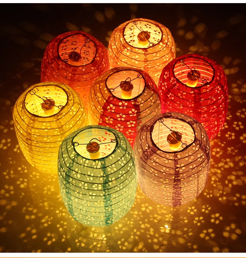 Цилиндрический перфорированный Китайский бумажный фонарь украшение для дня