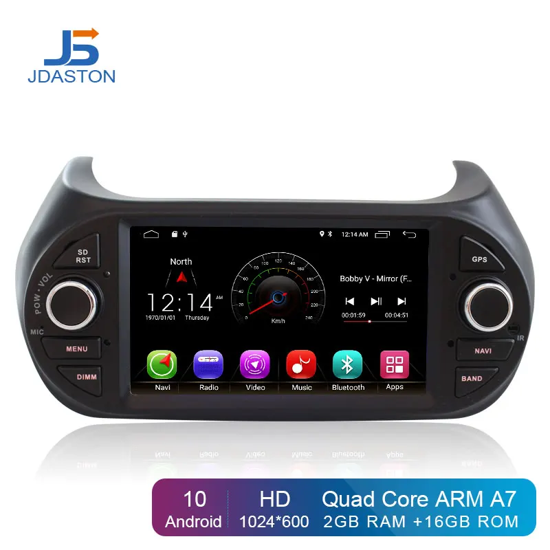 JDASTON Android 10 Автомобильный мультимедийный плеер для Fiat Fiorino Citroen Nemo Peugeot Bipper GPS