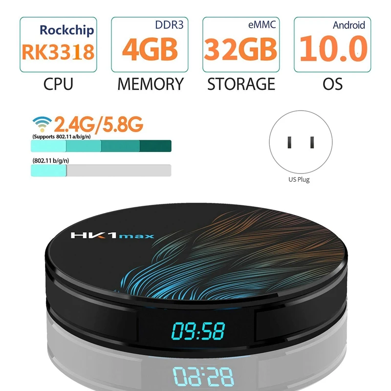 AM05 Smart ТВ приставка Android 10 0 2 4 г/5G Wi Fi BT ядра 4K 1080P Full HD Hk1 Max Декодер каналов