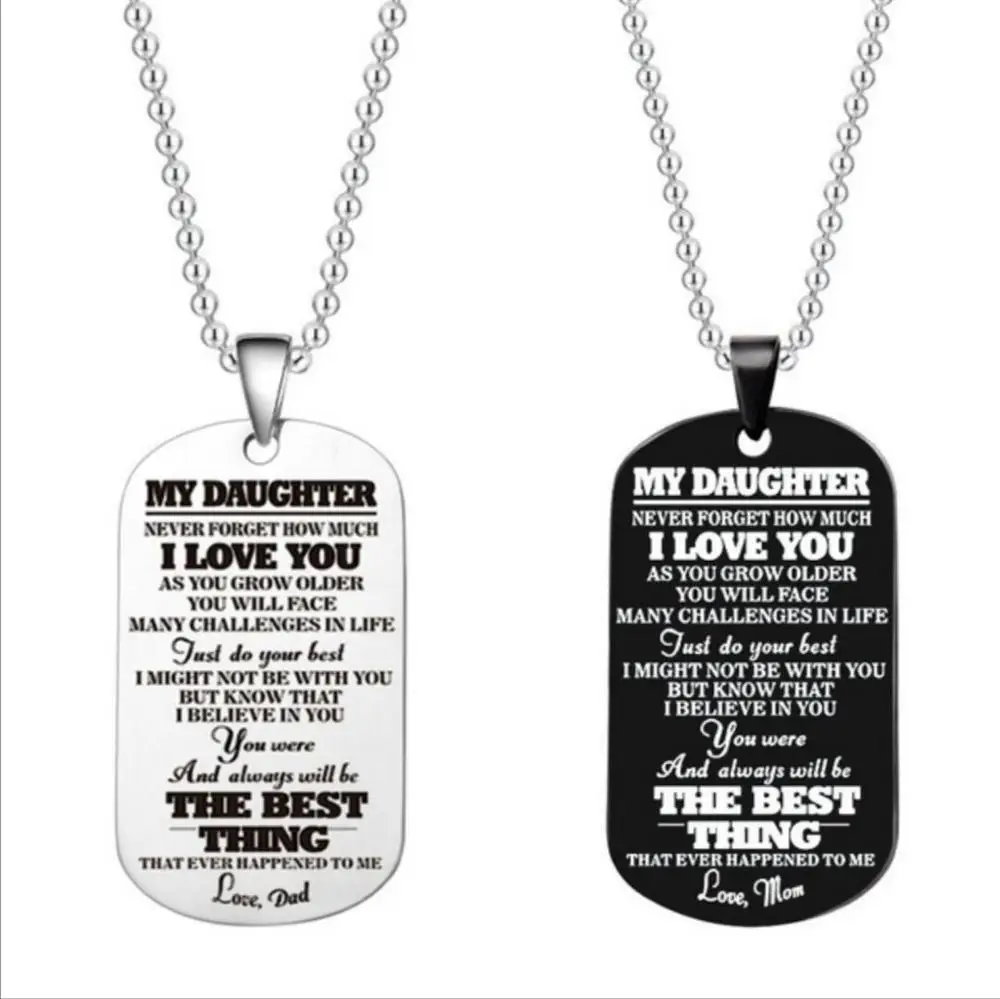 

Popular Stainless Steel Dog Label Military Necklace Comes from Love Mom and Dad - Son - Daughter Birthday Graduation Gift