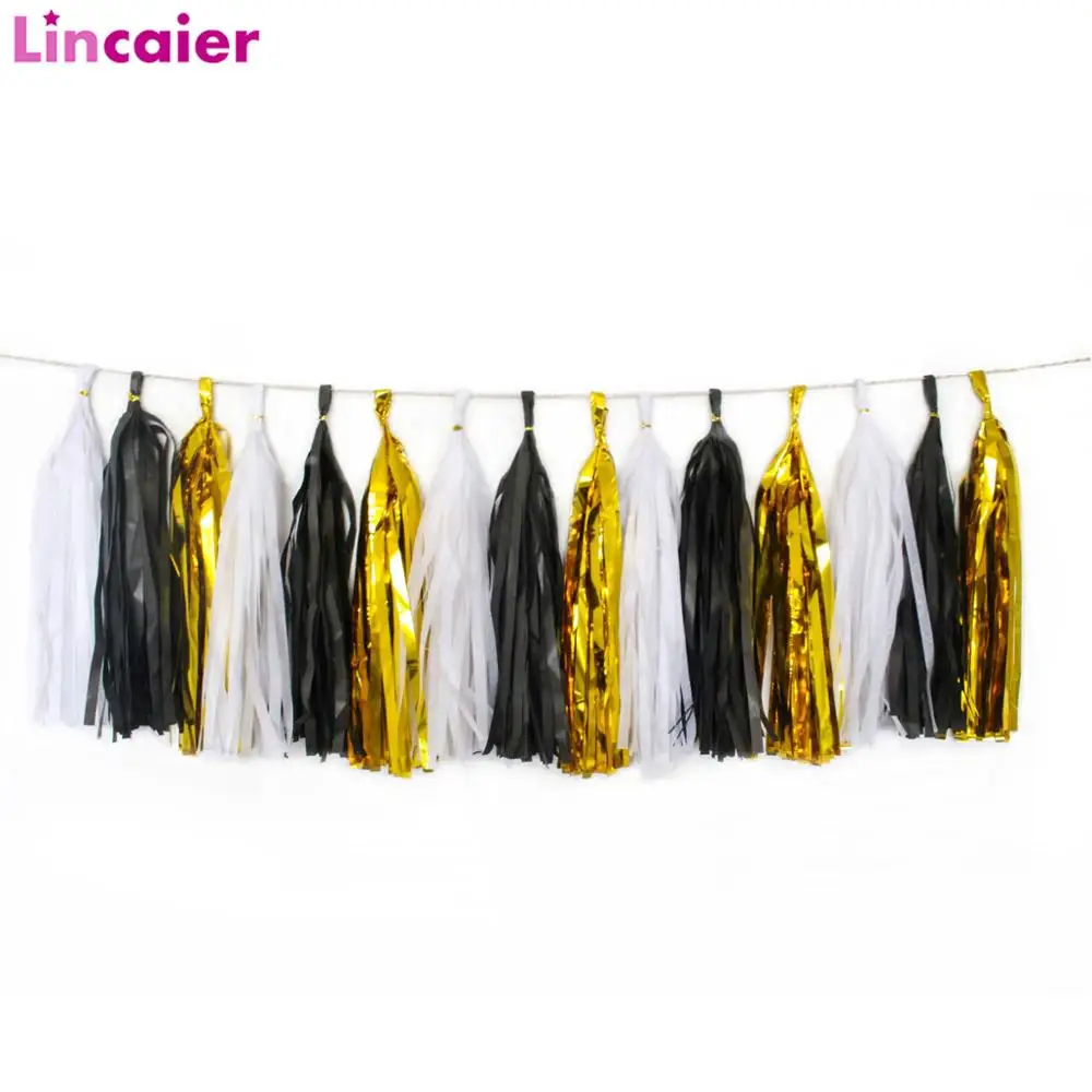 Foil Tissue Paper Tassel Garland Merry Christmas Decorations For Home Table Happy New Year Party Supplies