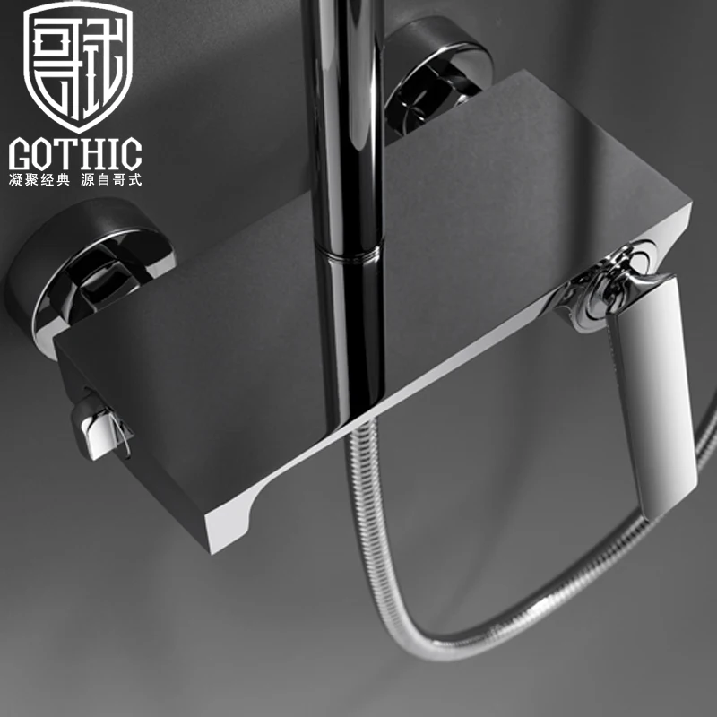 

Bathroom Black Shower Set Household Hot and Cold Bathroom Wall-mounted Copper Shower Set Rain Shower Head Deluxe Shower Set