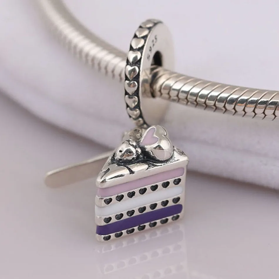Подвеска женская из серебра 925 пробы с розовой и фиолетовой эмалью | Украшения