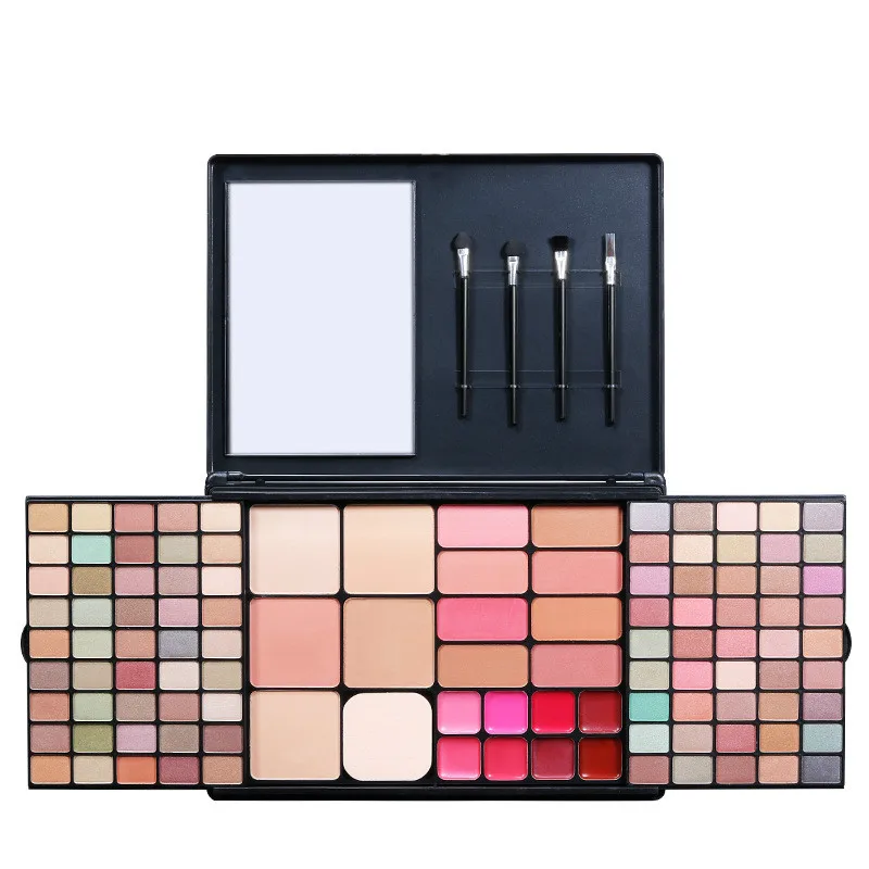 Тени для век Pallete тени + румяна пудра комбинация блеск губ макияж набор