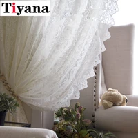 romatic white lace tulle curtain for living room bedroom voile sheer window screen curtain for kitchen lace blinds drapes