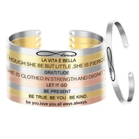 10pcslot 4mm stainless steel positive inspirational personalized bracelet mantra bangle for lover gifts sl 06110