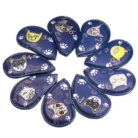 9 pcs portable golf club headcovers cute cartoon cat pattern pu waterproof cover