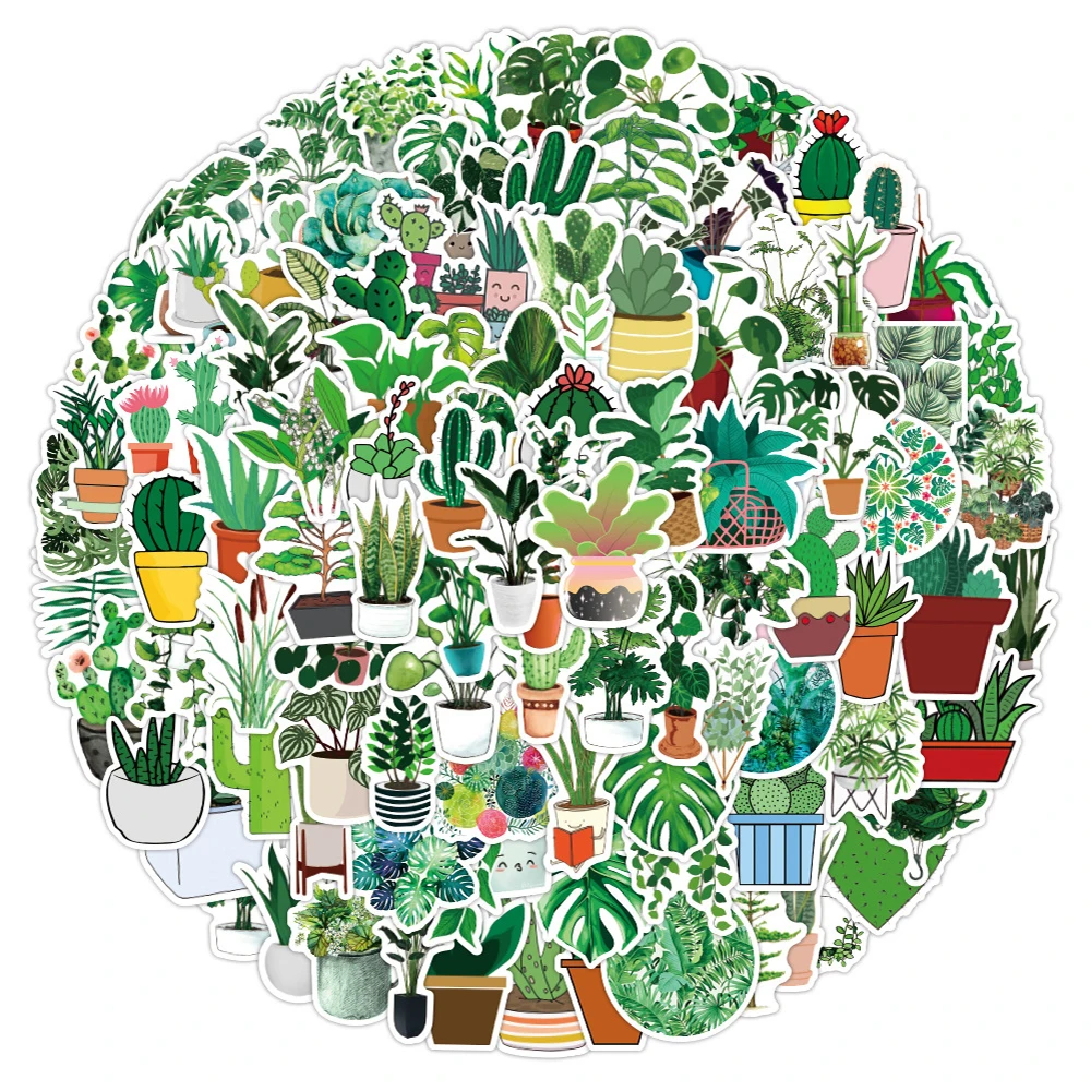 1050100pcs green potted plant decorative washi stickers scrapbooking stick laptop label diary stationery album stickers toys free global shipping