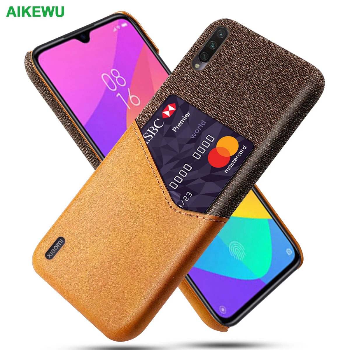 

MiA3 Shockproof Case for XiaoMi Mi A3 Fitted Cover Business Fabric + Luxury Leather Card Holder
