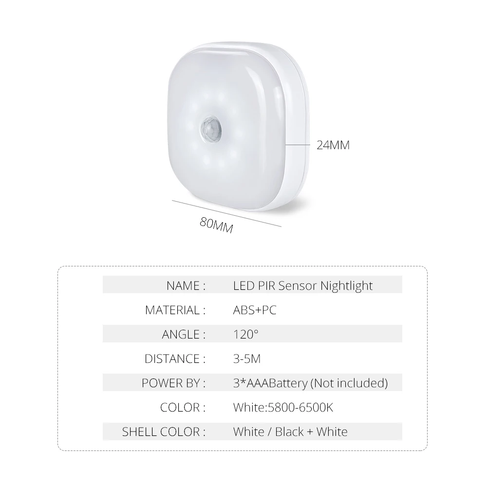Светодиодный ночник с пассивным ИК датчиком движения беспроводной светильник