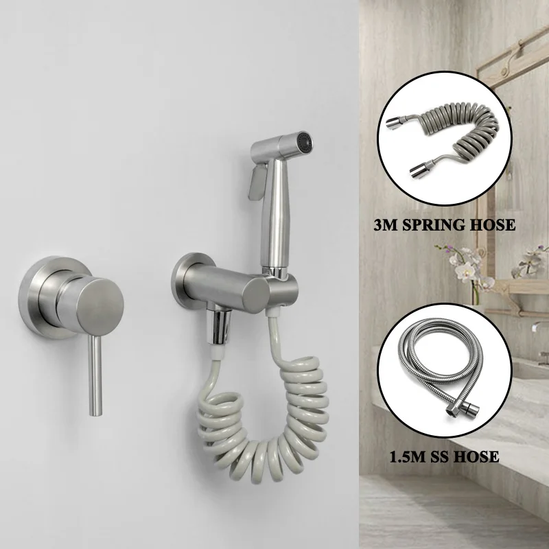 Ручной держатель для душа из нержавеющей стали черного цвета с шлангом и