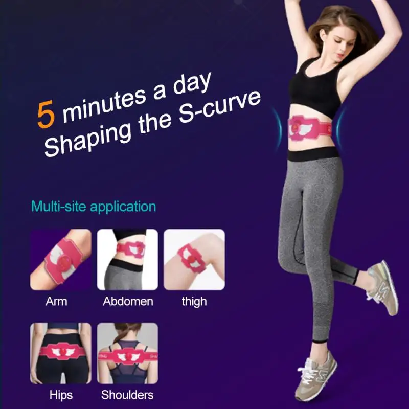 

Rechargeable Electric Abdominal Waist Leg Hip Muscle Stimulator Slimming Massage Unisex Body EMS Electric Muscle Stimulator Lazy