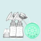 Молокоотсос двойной электрический с USB-разъемом, с бутылочкой для детского молока, охлаждающая прокладка, без БФА, мощная грудь
