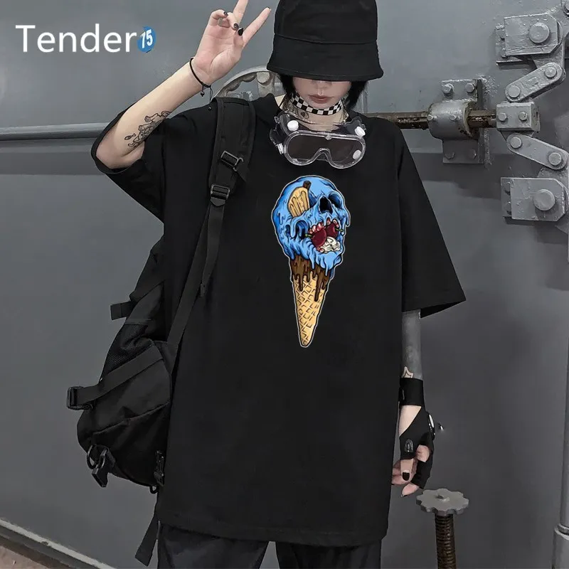 

Женская футболка с принтом мороженого Goth Dark, черная футболка с графическим принтом в стиле Харадзюку, 2019