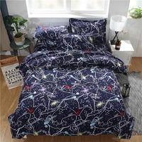 navy blue starry sky bed quilt high quality 34pcs bedding set duvet cover flat bed pillowcase soft twin single full queen king