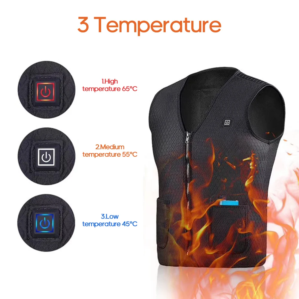 

Outdoor Heated Jacket Heating Vest Hiking Clothing USB Charging Intelligent Electric Heated Vest Heating Clothes Submersible