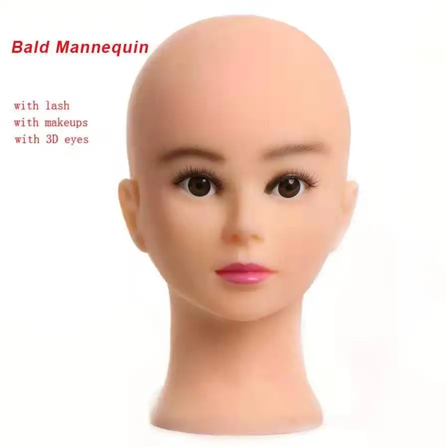 Bald Mannequin Холст голова вешалка для париков манекен головной парик держатель для женщин сделать парики манекен голова вешалка для париков манекен голова для парики стойка головы - Цвет: Bald Mannequin