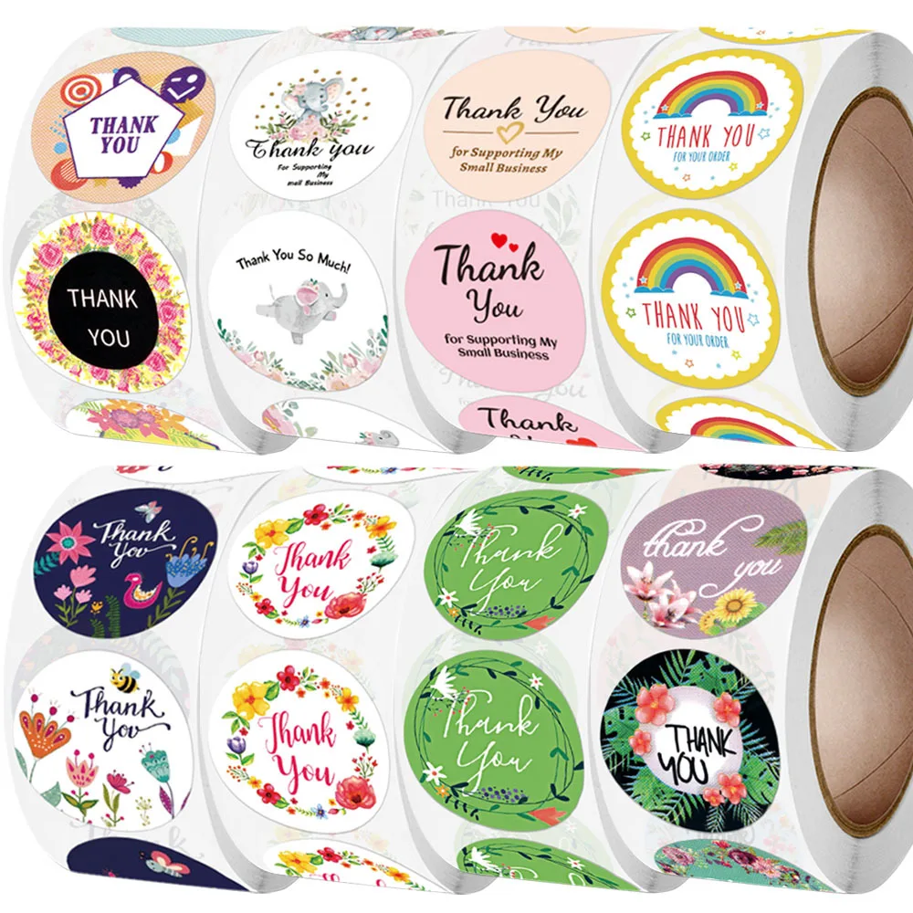 

500pcs Thank You Stickers Pretty Round Floral New Styles Seal Label for Wedding Favor Party Handmade Envelope Stationery Sticker