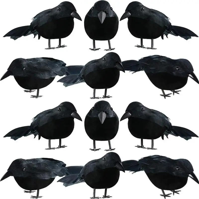 

1pc Halloween Black Crow Model Simulation Fake Bird Animal Scary Toys For Halloween Party Home Decoration Horror Props