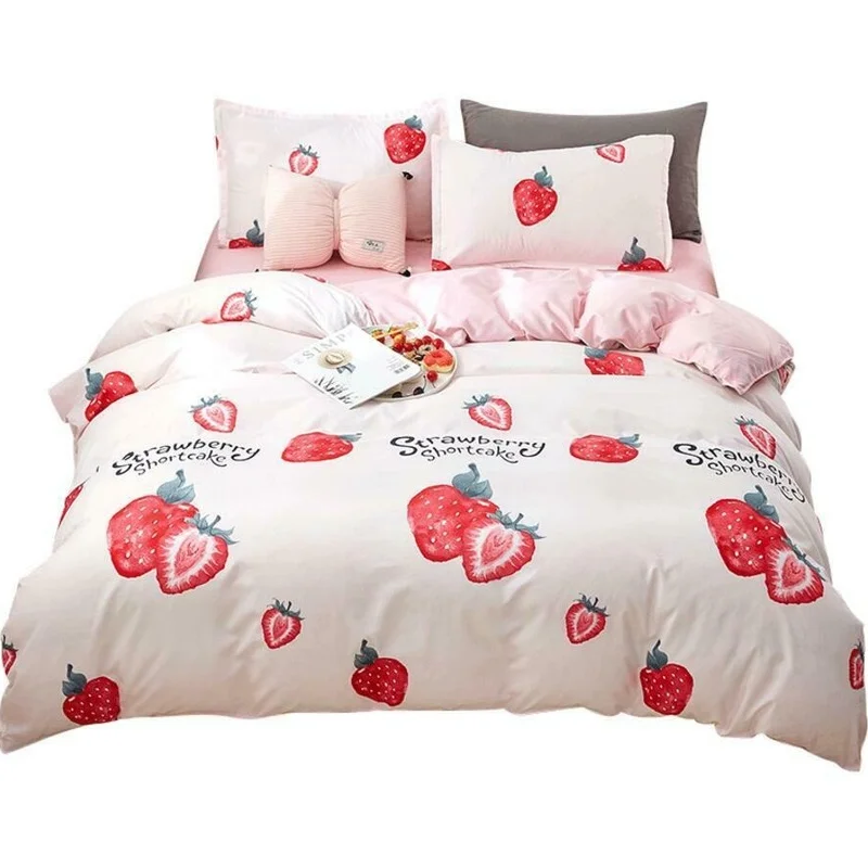 

Pink Cartoon Bedding Set Duvet Quilt Cover+Sheet+Pillow Case Four-Piece New
