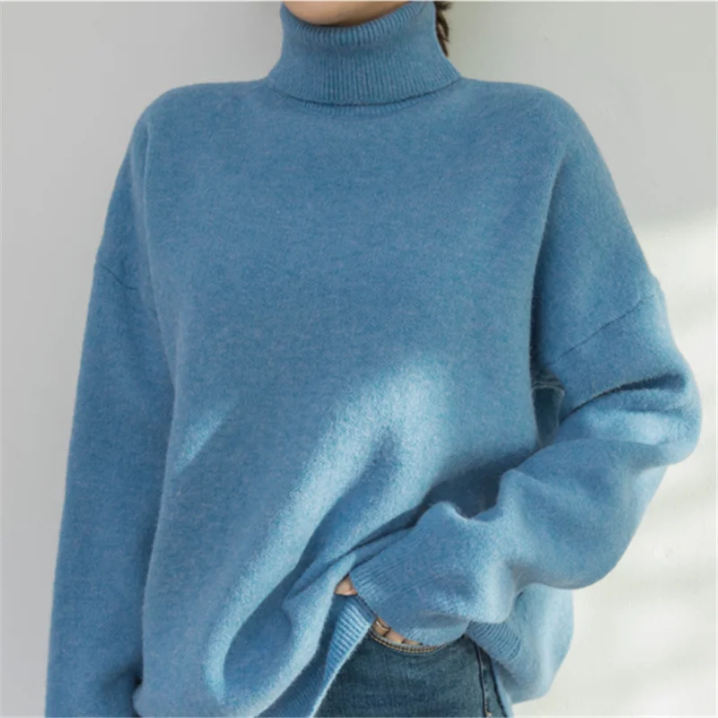 KINOMI осень зима свободные водолазки женские свитера пуловер корейский стиль