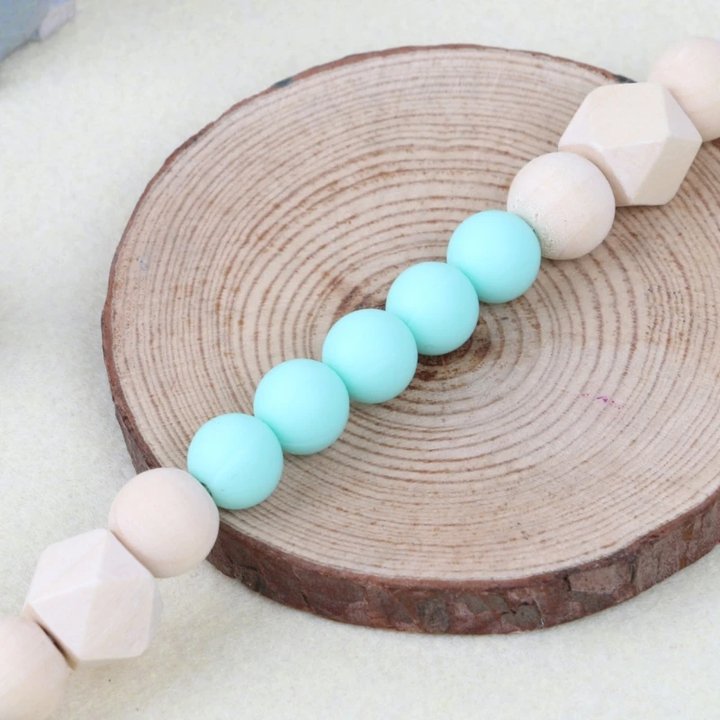 

Candy Color Pacifier Clip Chain Holder Wood Silicone Beads Nipple Dummy Holder