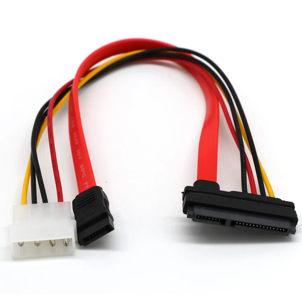 

Newest 30cm Sata Combo 15 Pin Power And 7 Pin Data Cable 4 Pin Molex To Sata Power Adapter Molex To Serial Ata Lead Cable