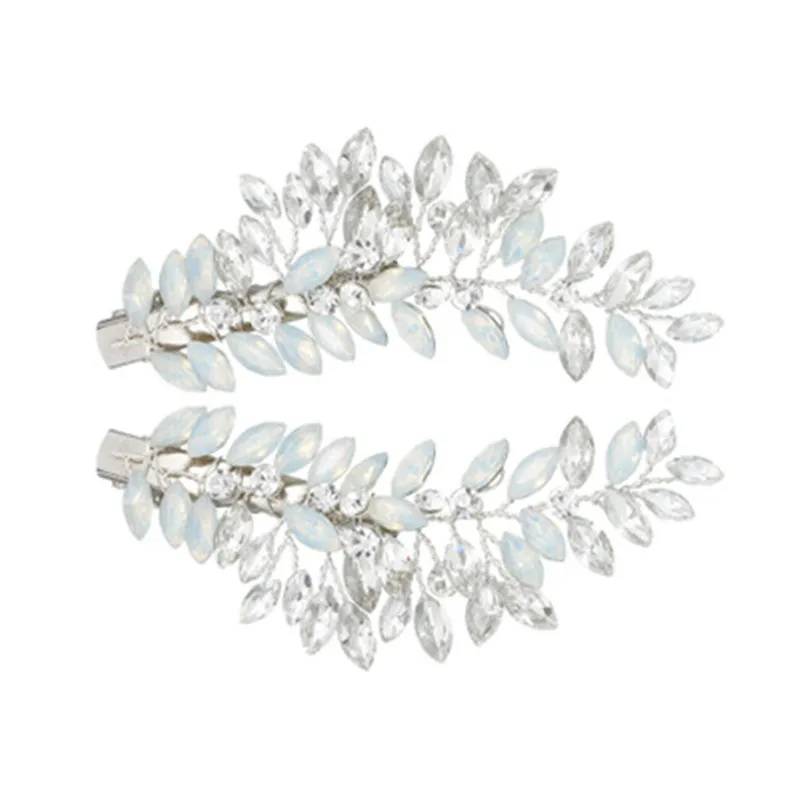 2Pcs Crystal Leaf Hairpin Women Jewelry Wedding Accessories Ziron Bridal Special Design Hair Clip Fashion Gift For Girls | Свадьбы и