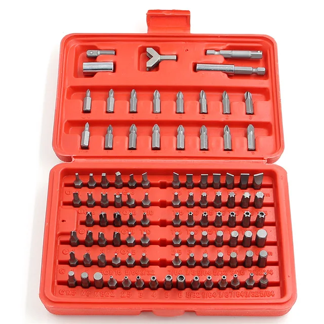 

Fixmee 100pcs/set Bits Set Sturdy Chrome Vanadium Steel Screwdriver bit Head Set Professional 1/4'' Hex Bit Set with Case