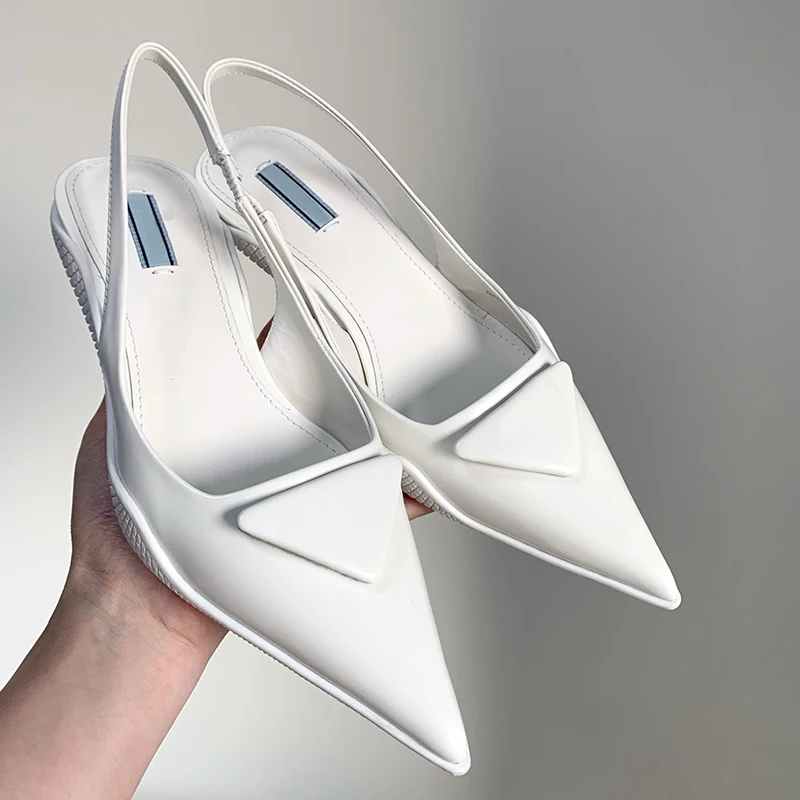 

shoes woman popular and popular luxury brand fashion outdoor silk fabric pointed sandals half-packed back stiletto high heels
