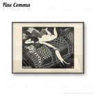 Винтажный плакат на стену, художественный принт La Paresse, Феликс, валлоттон, леня, черная и белая женщина, кошка, античное французское искусство, картина