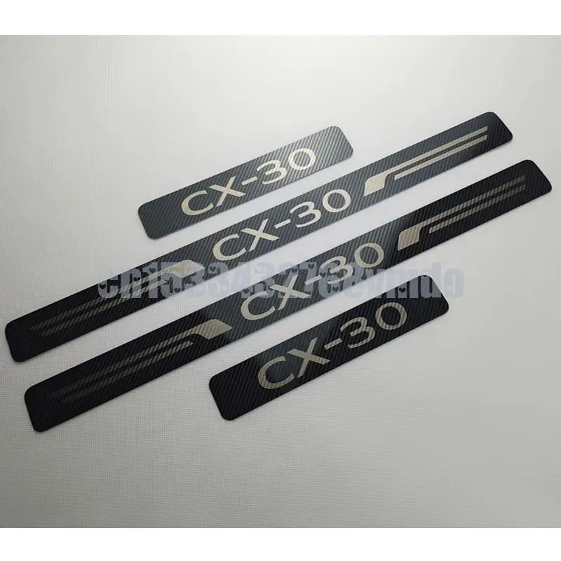

Auto Accessorie For Mazda CX-30 CX30 Door Sill Pedal Carbon Stainless Steel Sticker Strip Protectors Car Styling Guard 2019-2021
