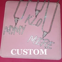 customized name necklaces pendant zircon women mens hip hop jewelry with tennis chain