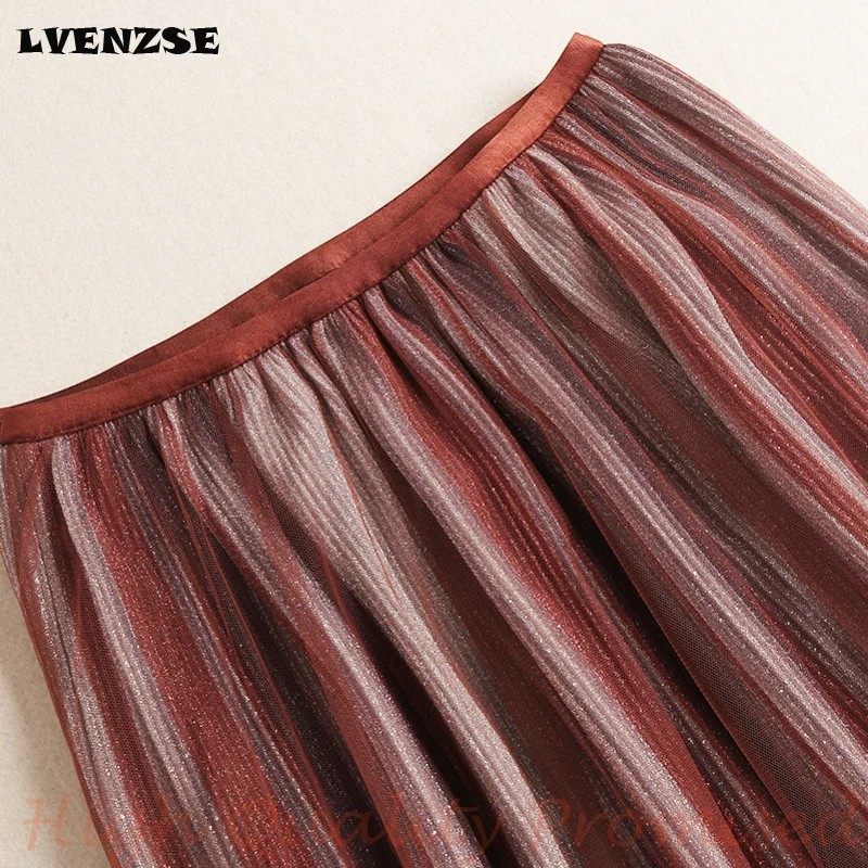 LVENZSE сетчатая юбка средней длины Женская осенне-зимняя 2019 новая стильная тонкая