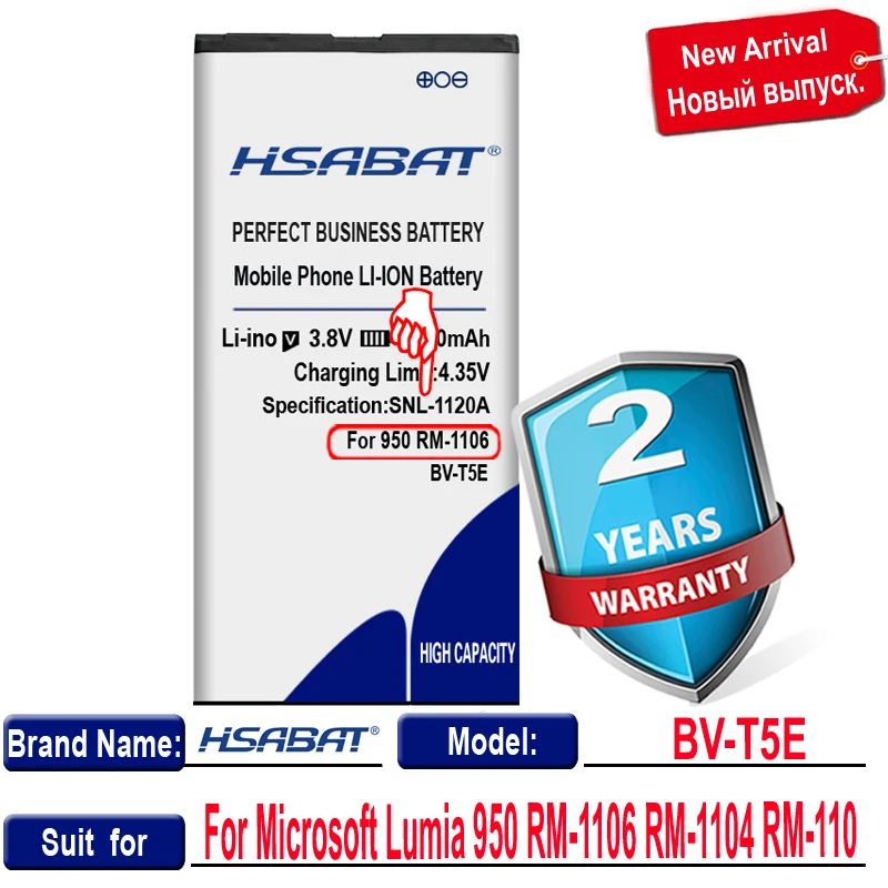 Сменные батареи HSABAT 4250 мАч для Microsoft Lumia 950 аккумулятор RM 1106 1104 110/BVT5E/BV T5E